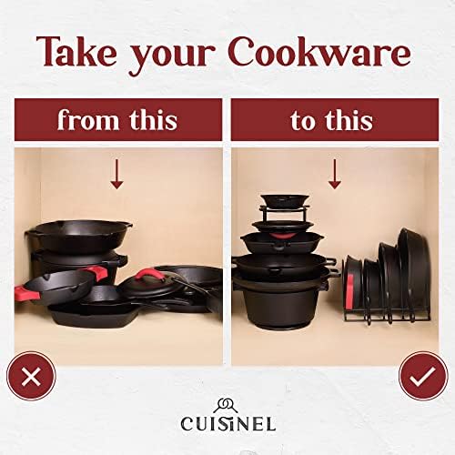 Cuisinel Silicone-Coated Pan Organizer, 12" Cast Iron Skillet Rack, 2 Pack - Image 2