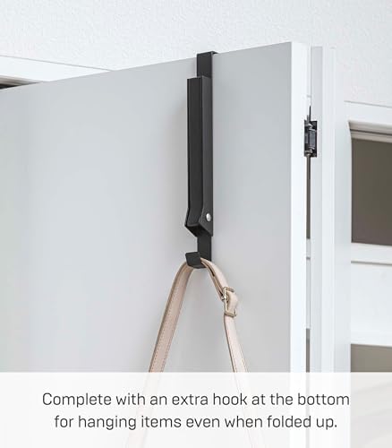 YAMAZAKI Home Smart Over The Door Coat Hook Organizer Collapsible Foldable Rack for Entryway Or Bedroom Closet - 2-Hook - Steel - Image 3