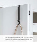 YAMAZAKI Home Smart Over The Door Coat Hook Organizer Collapsible Foldable Rack for Entryway Or Bedroom Closet - 2-Hook - Steel - Image 3