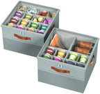 Shoe Organizer for Closet,2 Pack Foldable Shoe Storage Organizer Box Bin with Adjustable Dividers and Clear Cover, Fits up to 16-32 Pairs（Grey） by FIKSG