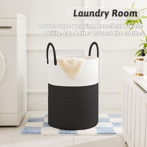 Artfeel Laundry Basket,Woven Cotton Rope Laundry Hamper,100L for Decorative Storage of Dirty Clothes,Toys and Blankets in Bathroom,Baby Room and Living Room - Image 2