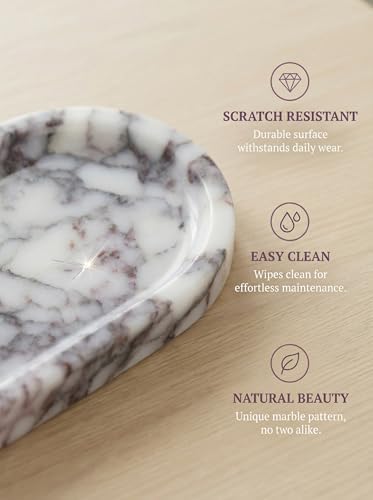 OOBOOB Natural Calacatta Viola Violet Marble Tray, Oval Perfume Tray, Bathroom Organizer for Vanity, Kitchen & Living Room, Perfect for Home Decor Lovers​ - Image 3