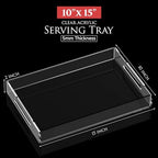 Acrylic Tray 15x10 with Cut Handles - Spill Proof Decorative Tray is an Ideal Countertop Organizer for Living Rooms, Ottoman Coffee Tables, Offices, Kitchens & Serving Guests - Image 4