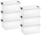 Superio 11 Quart Clear Plastic Storage Boxes with Lids, Stackable Organizer Containers, BPA-Free Storage Bins for Home, Office, School & Dorm, 6 Pack by Superio