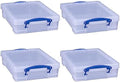 Really Useful Box 4 Liter Plastic Storage File Box Container, 4 Pack by ReallyUsefulBox