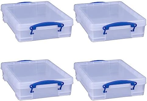 Really Useful Box 4 Liter Plastic Storage File Box Container, 4 Pack by ReallyUsefulBox