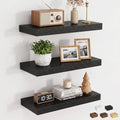 Dreamland Black Floating Shelves 20 inch, 6.7" Deep Wall Shelves, Set of 3 by Dreamland