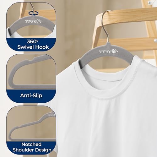 SereneLife Velvet Hangers – 150 Pack, Slim & Space Saving for Closets - Image 5