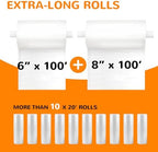 Wevac Vacuum Sealer Bags for Food, 6"x100' & 8"x100' Rolls with Cutter Box - Image 2