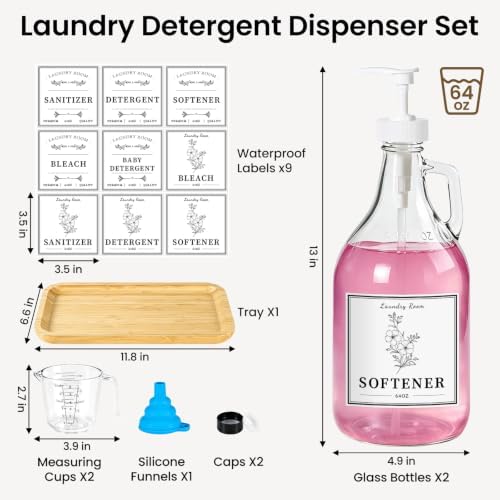 2 Pcs Glass Laundry Detergent Dispensers, 64 oz - Image 3