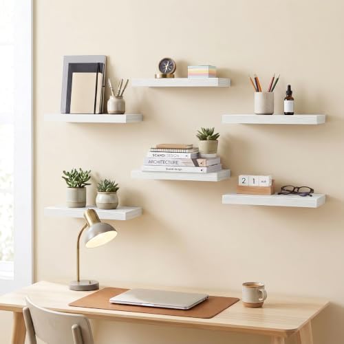 Fixwal Floating Wall Shelves for Decor (White Set of 6, 15.7 Inch) - Image 5