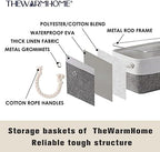 TheWarmHome Small Storage Baskets for Organizing,Storage Baskets for Shelves,Small Fabric Storage Bins W/Handles For Closet Nursery Toy Decorative Foldable (White&Grey, 11.8L*7.9W*5.2H-6 Pack) - Image 4