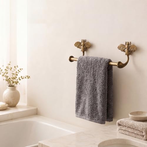 12 in Bee Antique Brass Towel Bar Vintage Gold Bathroom Towel Rack - Image 6