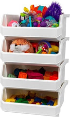 ReadySpace Extra Large Stackable Plastic Storage Bins, 4-Pack, White by Akro-Mils