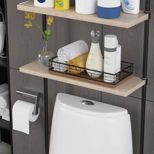 Toilet Paper Basket 2 Pack, 13 Inch Toilet Tank Basket with Handles, Walnut - Image 3