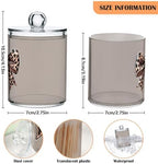 Fustylead 4 Pack Brown Bow with Leopard Skin Plastic Apothecary Jars with Lid, Bathroom Vanity Storage Organizer Canister for Qtip, Cotton Ball, Swab, Round Pads, Floss - Image 2