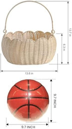 Scalloped Round Basket with Handle, Super Sturdy Wicker Storage Baskets, Hand Woven Basket for Shelves,Natural Baskets for Organizing (White Rattan 12.6"*9"*6.1") - Image 2