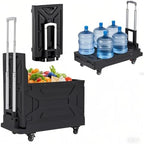 VECELO Foldable Shopping Cart with Wheels, Collapsible Rolling Crate for Groceries, Folding Storage Box with Handle, Three Modes of Use, Ideal for Teacher, Trip, Outdoors, Etc., 23GAL, Black by VECELO