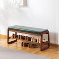 2-Tier Solid Wood Shoe Rack Bench for Entryway, Green, 39.4inches by ABAMFUR