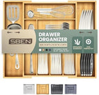 Sben Bamboo Cutlery Drawer Organizer, Bamboo, Medium by SBEN