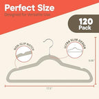 Ivory Velvet Hangers 120 Pack – 360° Swivel Hook, Non-Slip and Space Saving Hangers, Heavy-Duty 11 lbs Weight Capacity - Smooth Velvet Finish for Crease-Free Clothes and Effortless Closet Organization - Image 2