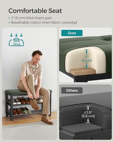 SONGMICS Shoe Bench, Storage Bench, Entryway Bench with Cushion - Image 4