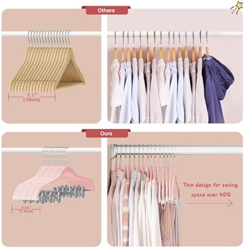 Stormix 18 Pack Velvet Skirt Hanger with Clips Non-Slip 16.5 inches Pink - Image 6