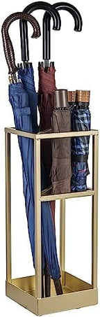 MyGift 20 Inch Brass Tone Metal Umbrella Stand with Drip Tray by MyGiftHome