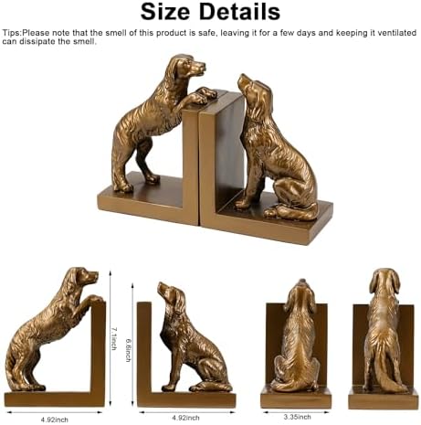 Dog Bookends, Book Ends for Shelves to Hold Books Heavy Duty, Creative Resin Book Holders for Kitchen Desk Home Office - Image 5