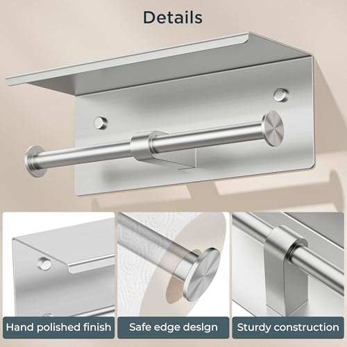 FORIOUS Toilet Paper Holder with Shelf, Commercial Toilet Paper Dispensers - Image 3