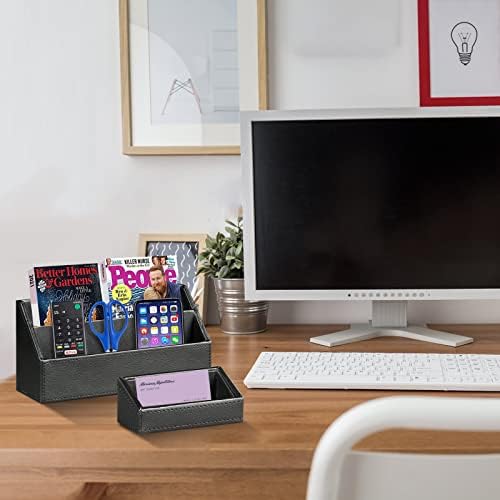 Ayunga PU Leather 6-piece Office Supplies Combination Set,Pencil Cup,Business Card Holder,Sticky Note Dispenser,Mail Sorter,Letter Tray,Files Holder,Suitable for Self-use and Friend Gifts(Black) - Image 6