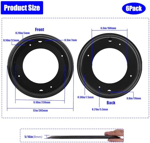 12" Lazy Susan Bearing, 6PCS Heavy Duty Turntable Swivel - Image 2