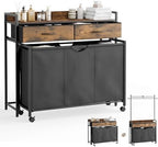 Mondeer 150L Laundry Sorter with Hanging Rack, 3 Compartments, 2 Drawers by Mondeer