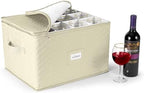 Sorbus Stemware Storage Containers, Divided Case (Quilted Stemware, Beige) by Sorbus