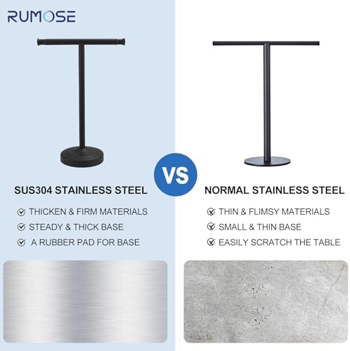 RUMOSE Matte Black Hand Towel Holder Stand Countertop Towel Rack - Image 5