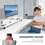 AFOOYO 2 Tier Dual Monitor Stand Riser,Wider Board Computer Monitor Stand for 2 Monitors,Slot For Phone/Tablet Office Desktop Organizer for Laptop,PC,Computer,Printer,White - Image 6
