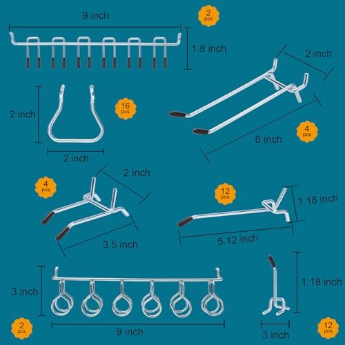 310PCS Pegboard Accessories Organizer Kit, Peg Board Baskets and Paper Towel Holder for 1/8 and 1/4 inch Pegboard Hooks Assortment,Metal Hooks for Hanging Storage (Basket Set) - Image 2