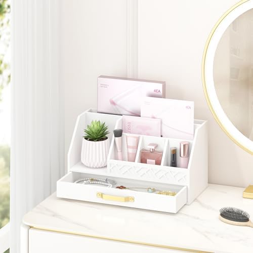 Wisuce Bamboo Mail Organizer Countertop with Drawers, Wooden Desk Organizer File Bill Sorter Storage Box for Desktop Letter Envelope Countertop Holder for Office Home School Organization - Image 5