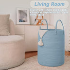 JMvicyroam 60L Cotton Rope Laundry Basket Hamper, Blue - Image 3