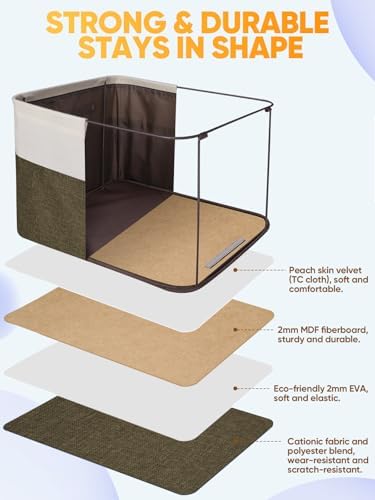 BALEINE 2 Pack Fabric Closet Storage Bins for Shelves, Linen Closet Organizers and Storage, Decorative Baskets for Organizing, Shelf, Clothes, Home, Office (Brown, 17''x13''x10.5'') - Image 3
