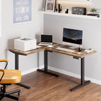 FLEXISPOT 63 x 48 Reversible L-Shaped Electric Standing Desk, Rustic Brown - Image 2