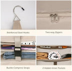 Surblue Hanging Closet Storage Bag Collapsible 3-Shelf Washable Oxford Fabric with 2 Hooks (XL 17.71 * 11.81 * 20in, Beige) - Image 6
