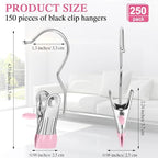 Yinder Boot Hangers Clips Laundry Hooks Hanging Stainless Steel Clothes Pins Portable Hangers for Closet Travel Socks Pants Handbags Hats Towels(Pink,250 Pcs) - Image 2