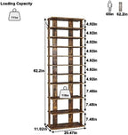 HOMEFORT 10-Tier Vertical Shoe Rack, Corner Shoe Tower, Double Rows 10 Tiers Shoe Shelf, Slim Shoe Storage Unit for 20 Pairs of Shoes, Shoe Stand for Entryway, Hallway, Closet (Rustic Brown) - Image 3