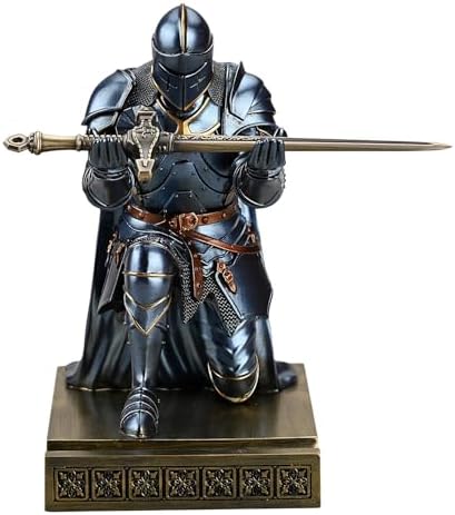 Medieval Armored Knight Pen Holder Figurine Paperweight Phone Stand Blue - Image 3
