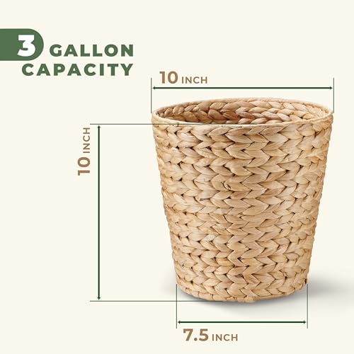 84ECO 2-Pack 3 Gallon Wicker Trash Cans for Bathroom, Bedroom, Office - Rattan Trash Can - Decorative Waste Basket - Image 7