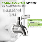 1 Gallon Drink Dispenser with Spigot 18/8 Stainless Steel – Airtight & Leakproof Glass Sun Tea Jar with Anti-Rust Lids, Beverage Dispenser for Parties - Laundry Detergent Holder (Pack of 2) - Image 6