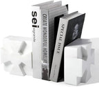 Decorative Square Marble Bookends for Heavy Books – Unique Book Ends for Shelves – Modern Aesthetic Book Holder/Stopper with Non-Slip Pads for Chic Home, Office, or Library Decor, White - Image 7