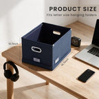 Hanging File Box with Lid & Metal Rails 16.7"x 13.6" x 11.2", Blue - Image 6