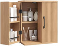 YATINEY Bathroom Wall Cabinet, Medicine Cabinet Wall Mounted, Over The Toilet Storage Cabinet, Fluted Cabinet with 2 Doors, for Bathroom, Kitchen, Laundry Room, Natural by Yatiney